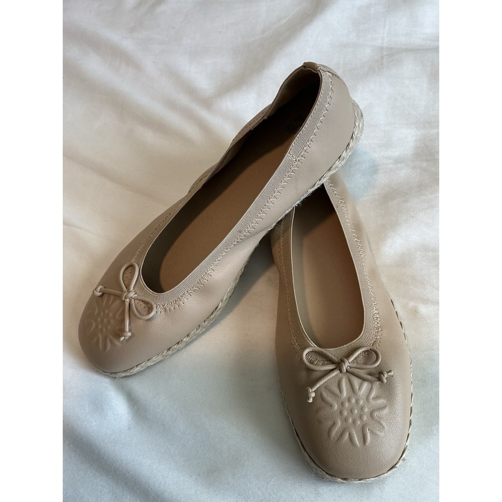 Frye and Co Willow Ballet Flats Women's 7.5M Tan Espadrilles Slip On Square Toe
